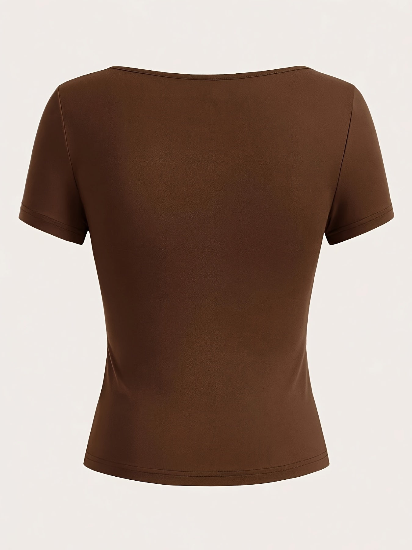 Set of 3 Women's Square Neck Short Sleeve T-Shirts Casual Sporty Polyester Black White Red