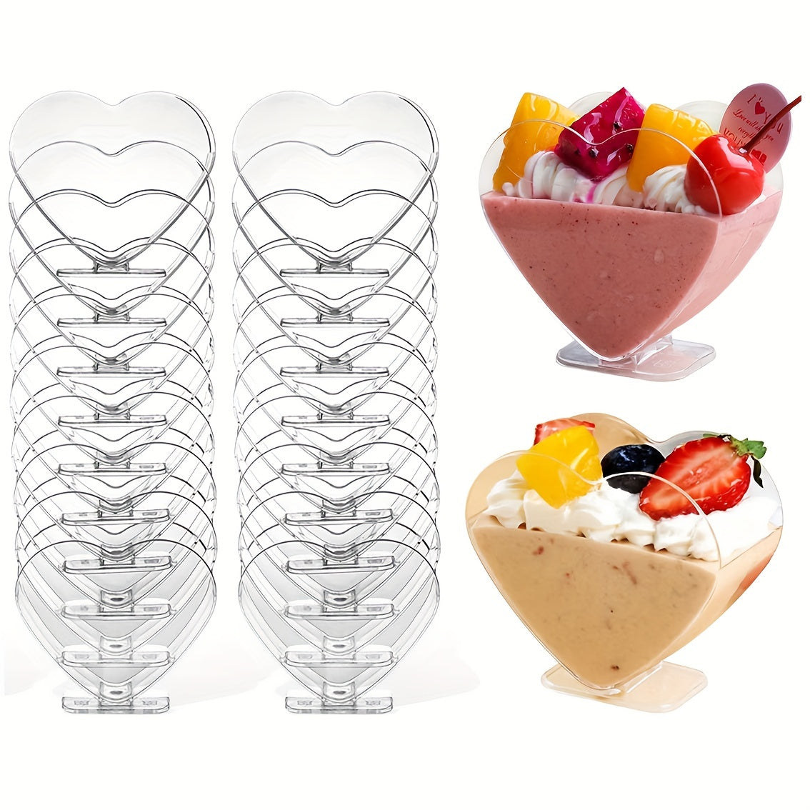 Set of 20 Clear Plastic Mini Dessert Cups 3 oz for Parfaits, Appetizers, Weddings