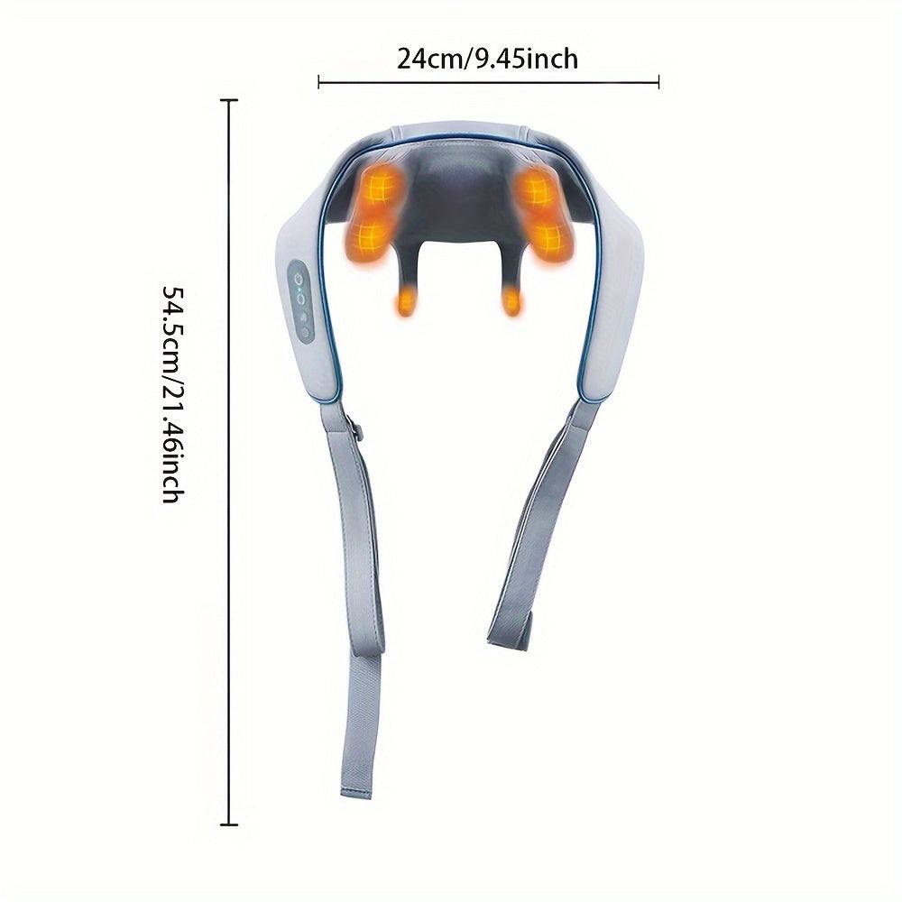 Neck and Shoulder Massager with Heat Rechargeable USB Leather Pain Relief Gift