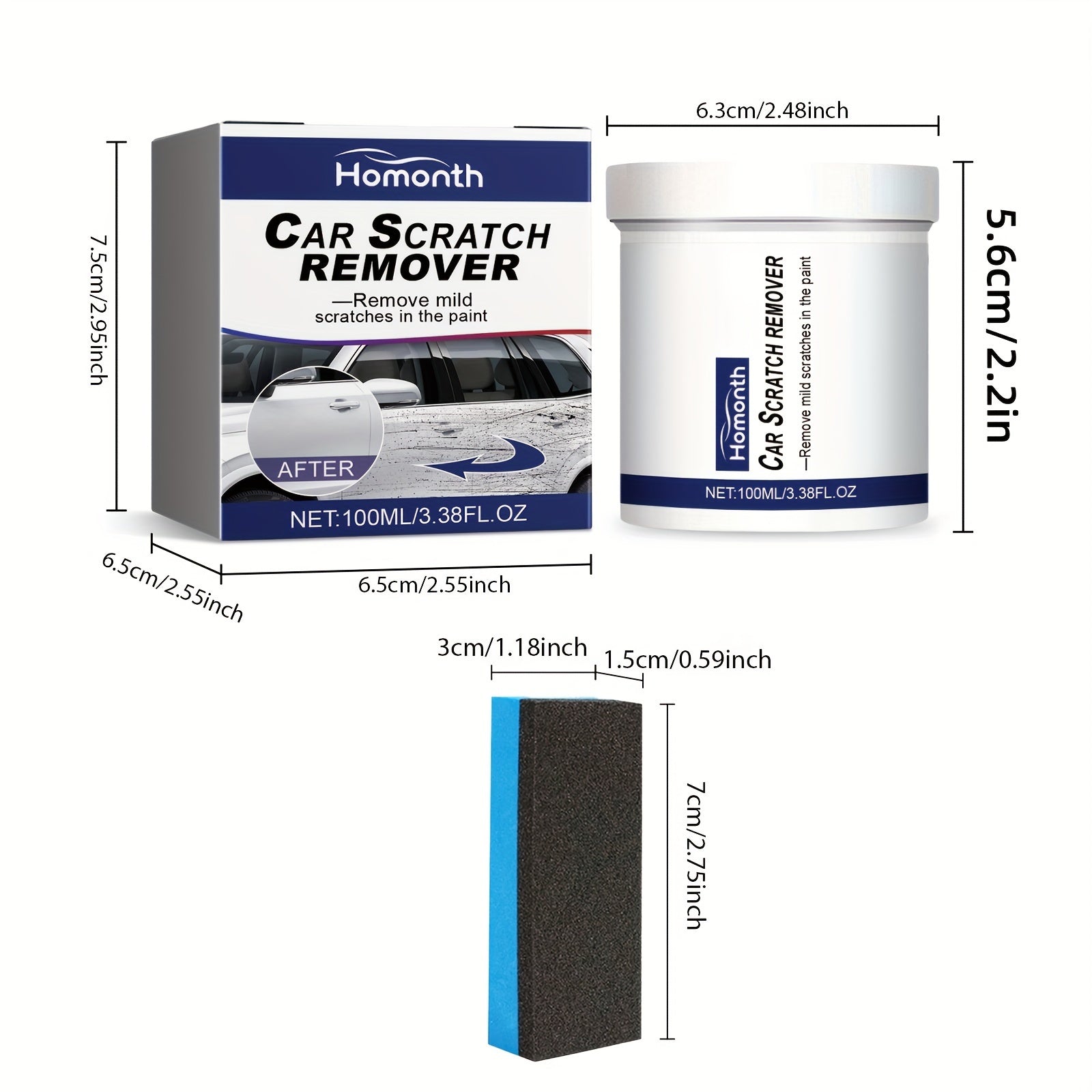 Car Scratch Remover Paste with Sponge Exterior Paint Repair Polish Wax