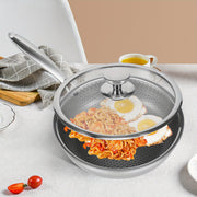 Stainless Steel Frying Pan with Lid 25.4cm Nonstick Induction Compatible