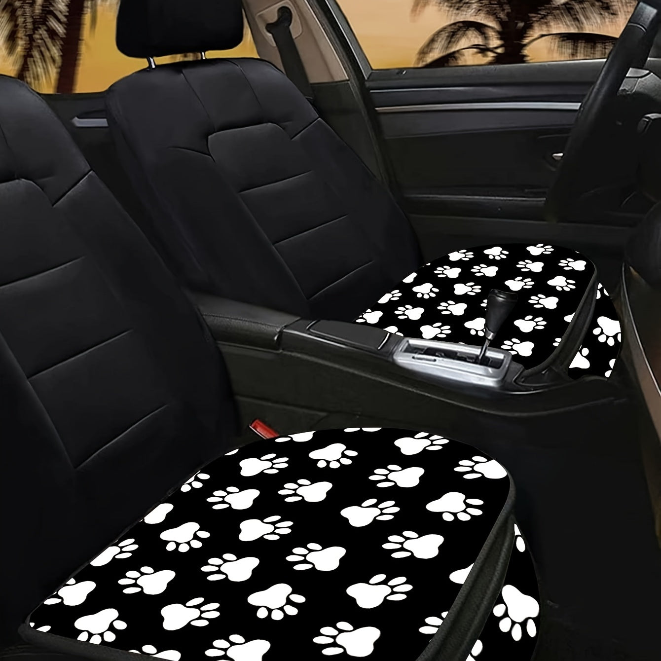 Car Interior Cushion Universal Dog Paw Print Polyester Seat Decor