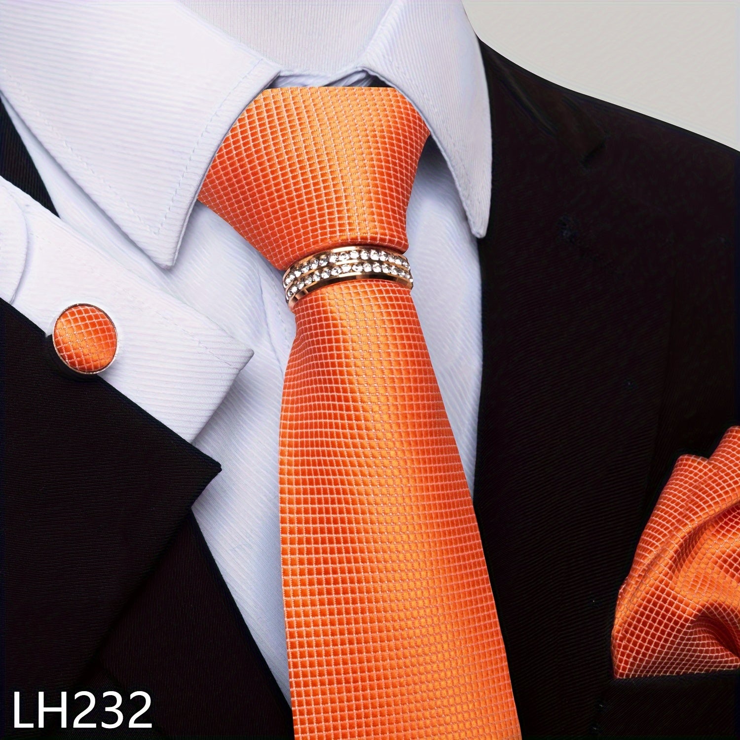 Erkaklar uchun rasmiy ish va to'y kiyimlari to'plami, chiziqli gul naqshli galstuk, cho'ntak sharlari, manşetli kalitlar va uzuk bilan