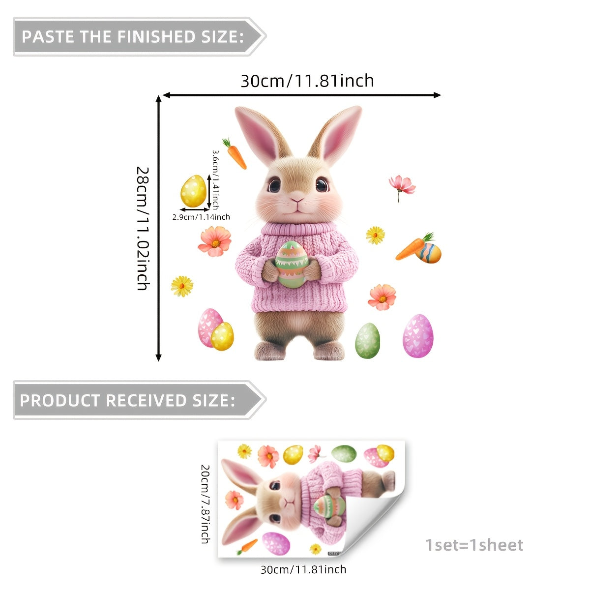 Easter Bunny Window Cling 20x30cm Reusable PVC Holiday Decor