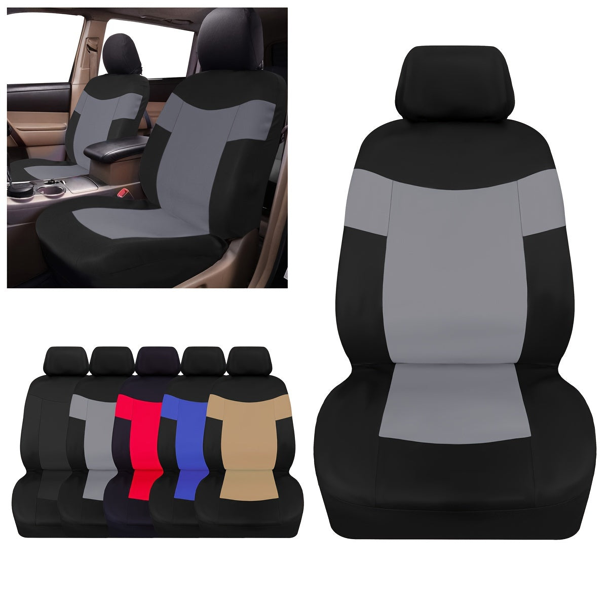 Universal avtomobil o'rindiq qoplamalari yumshoq polyester 9 ta bo'lak, qulay va mos keladi