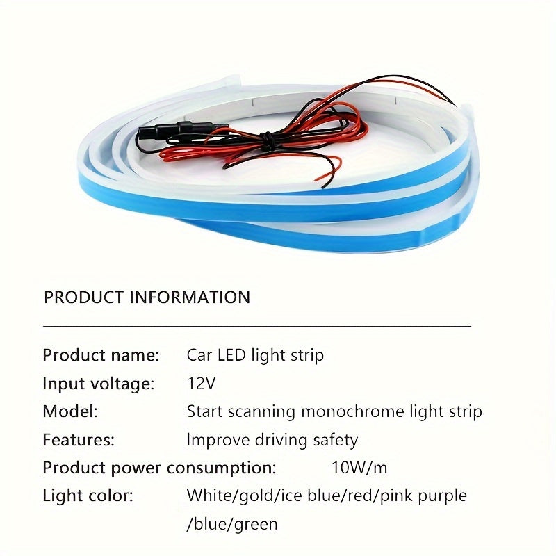 Tira de luz flexible LED para capó de coche universal, luz de escaneo, luz blanca hielo, decoración de ambiente