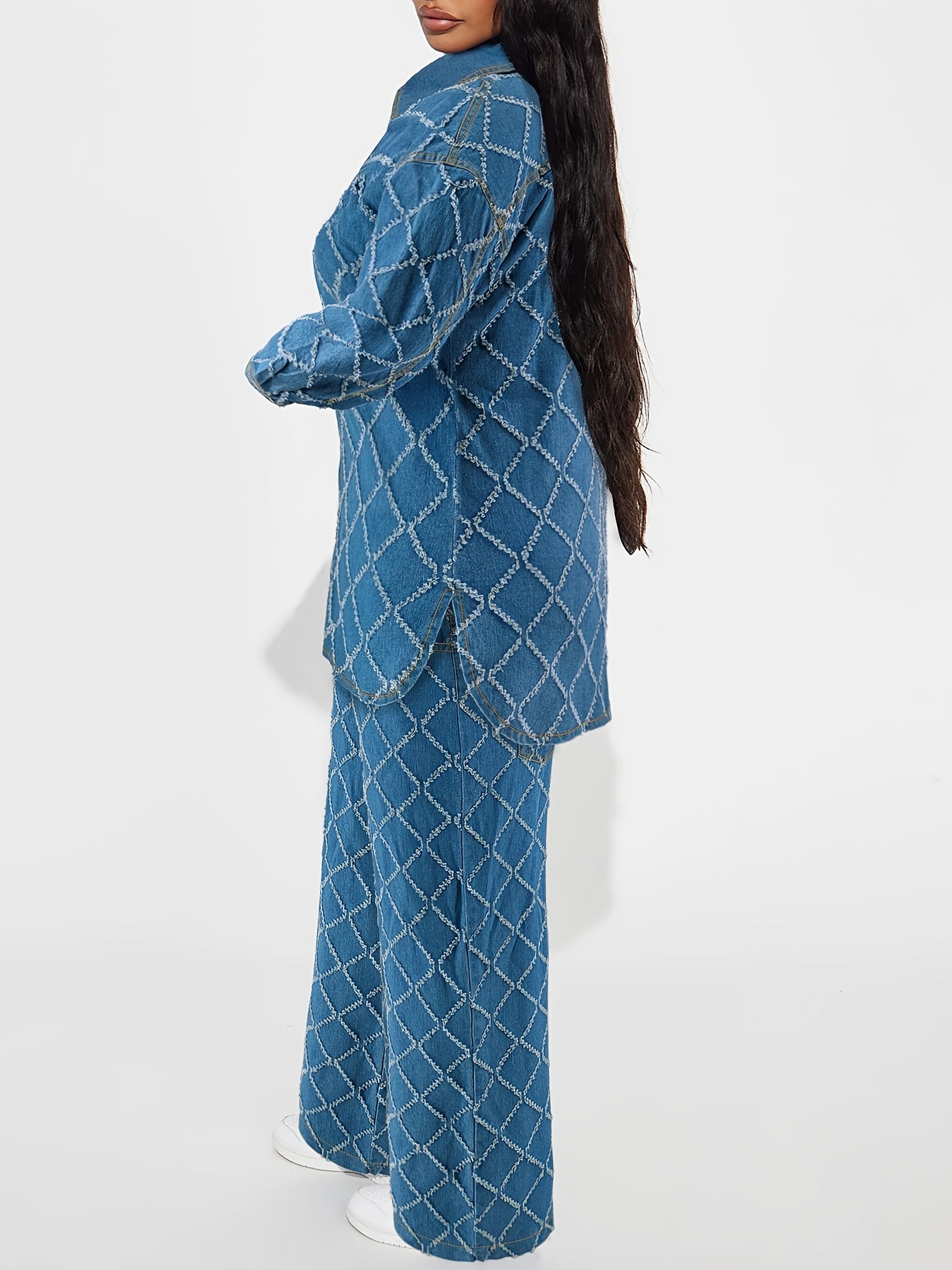 Ayollar uchun tekis to'qima denim ikki qismli to'plami, mahsulot raqami 218571