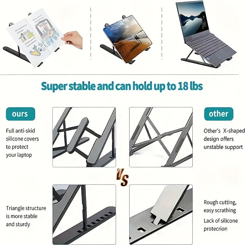 Adjustable Laptop Stand Made of Lightweight ABS Material Fits 30.48-39.62 cm Notebooks