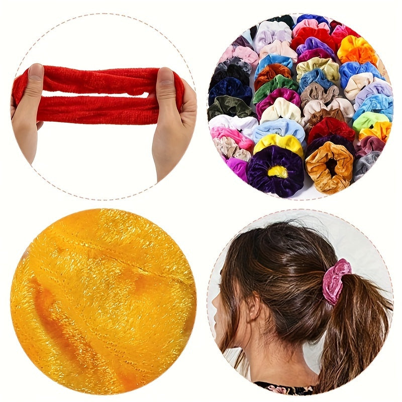 Soft Velvet Hair Ties Set of 20 Solid Color Ponytail Holders for Women Girls