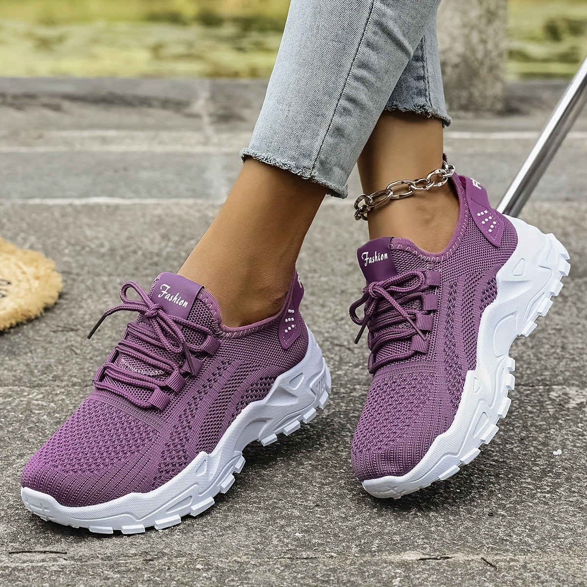 Women’s Breathable Mesh Athletic Sneakers with Airplane Pull Strap