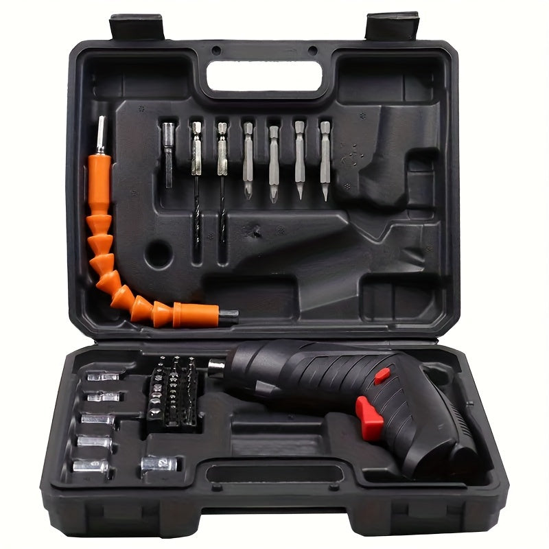 48pcs Cordless Electric Screwdriver Kit USB Rechargeable Handheld Drill Steel for DIY Home Repair