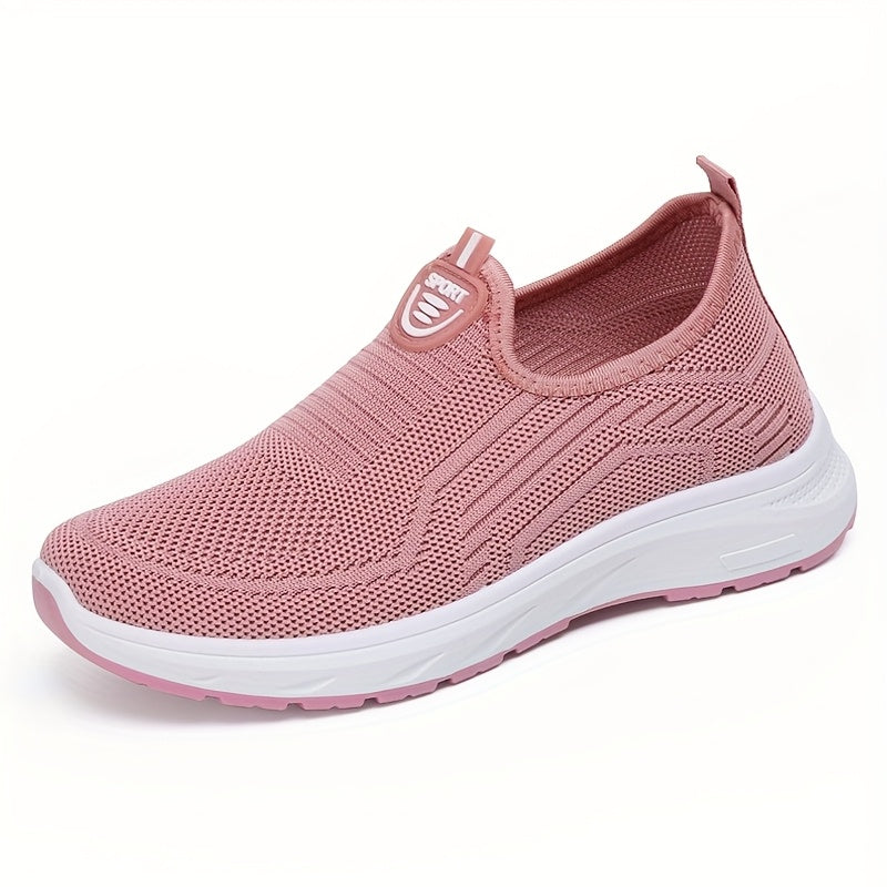 Women's Plus Size Casual Mesh Sneakers - Lightweight Breathable Slip-On Walking Shoes