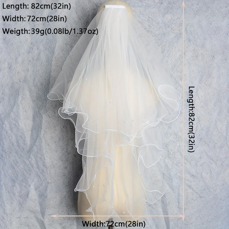 Faux Pearl Bridal Veil for Women Wedding Hair Accessory with Various Colors
