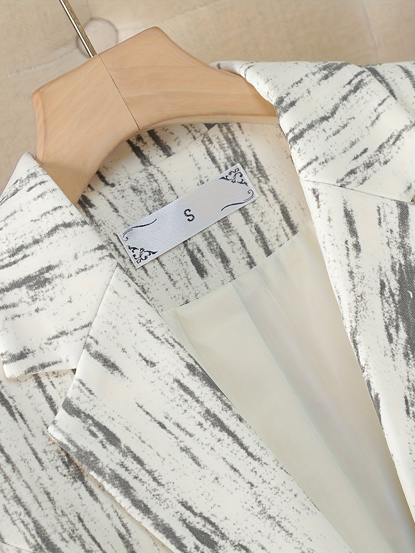 Women's H-Line Blazer Jacket Retro British Style Notched Lapel Button Washable