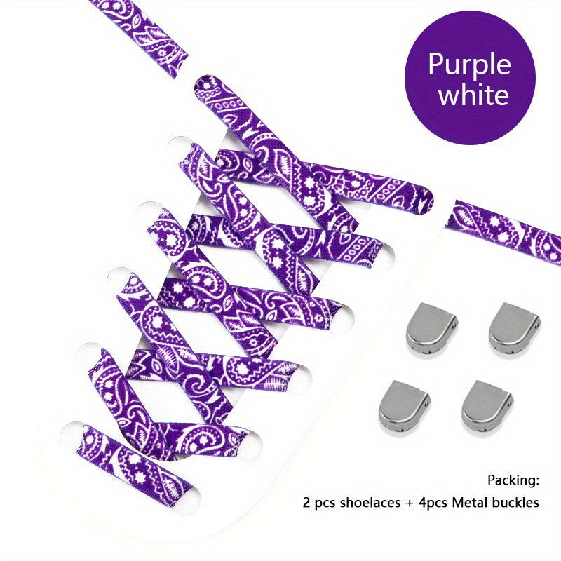 Unisex Elastic Cashew Flower Shoelaces 100cm for Sports and Casual Shoes