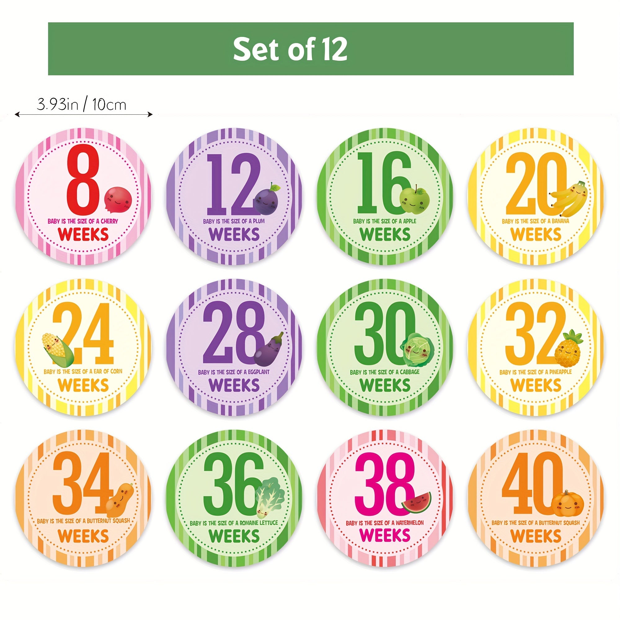 Set of 12 Milestone Stickers for Growth Photos Pregnancy Pregnancy Milestone Props