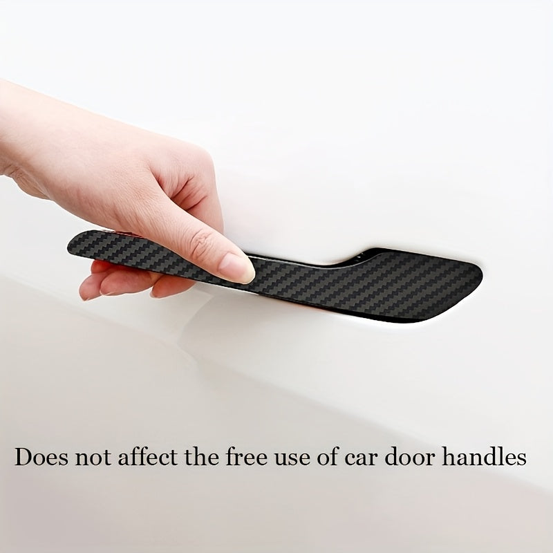 4Pcs Carbon Fiber Look Door Handle Wraps for Tesla Model 3/Y Scratch-Resistant Exterior Accessories