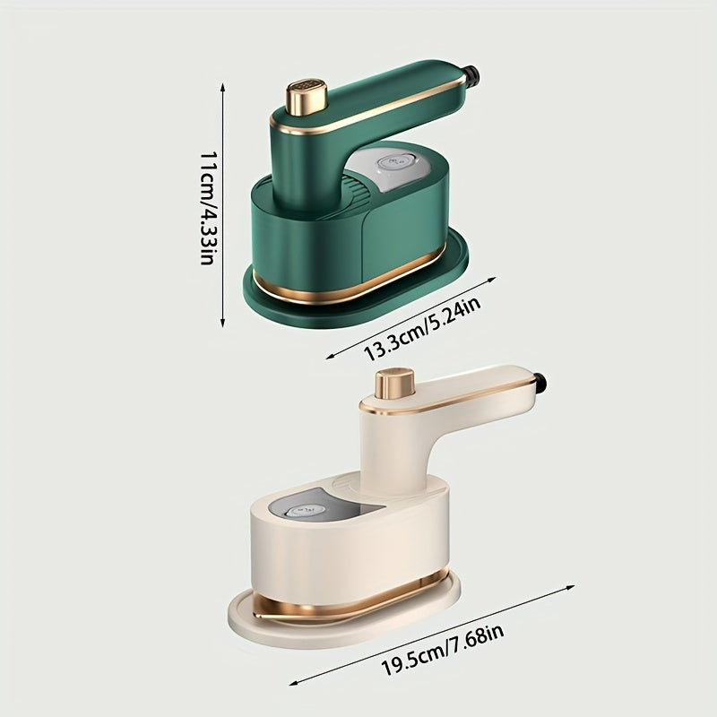 Mini qoʻl bilan sayohat uchun temir bugʻlovchi, kompakt, bukadigan kiyimlar bugʻlovchi, oq/yashil