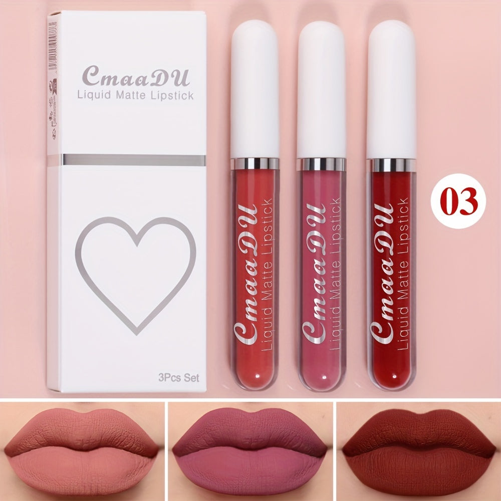 Set de labiales líquidos mate para mujer, a prueba de agua y de larga duración en tonos rojos
