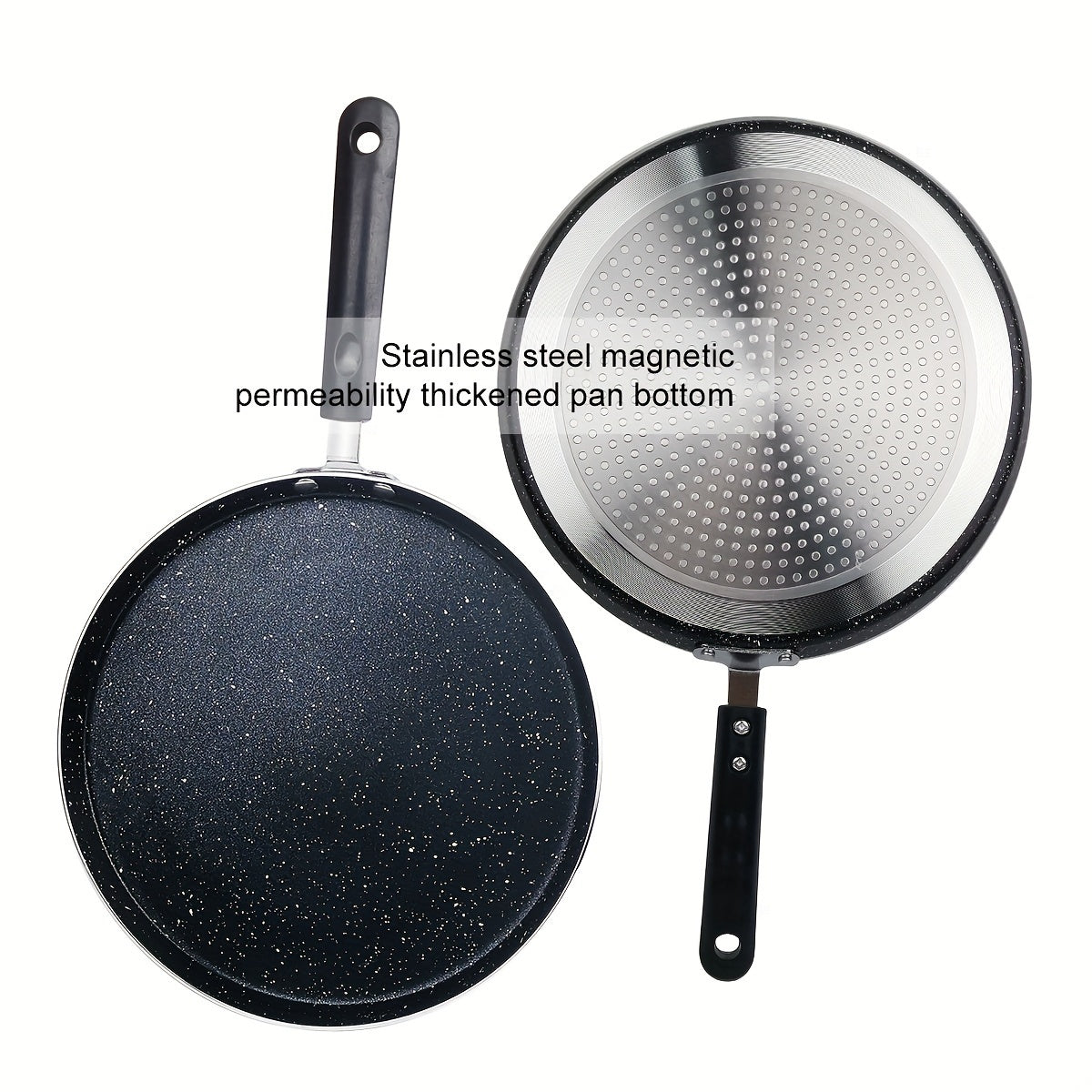 Juego de utensilios de cocina antiadherentes de Teflón negro de 3 piezas con olla para sopa y sartenes