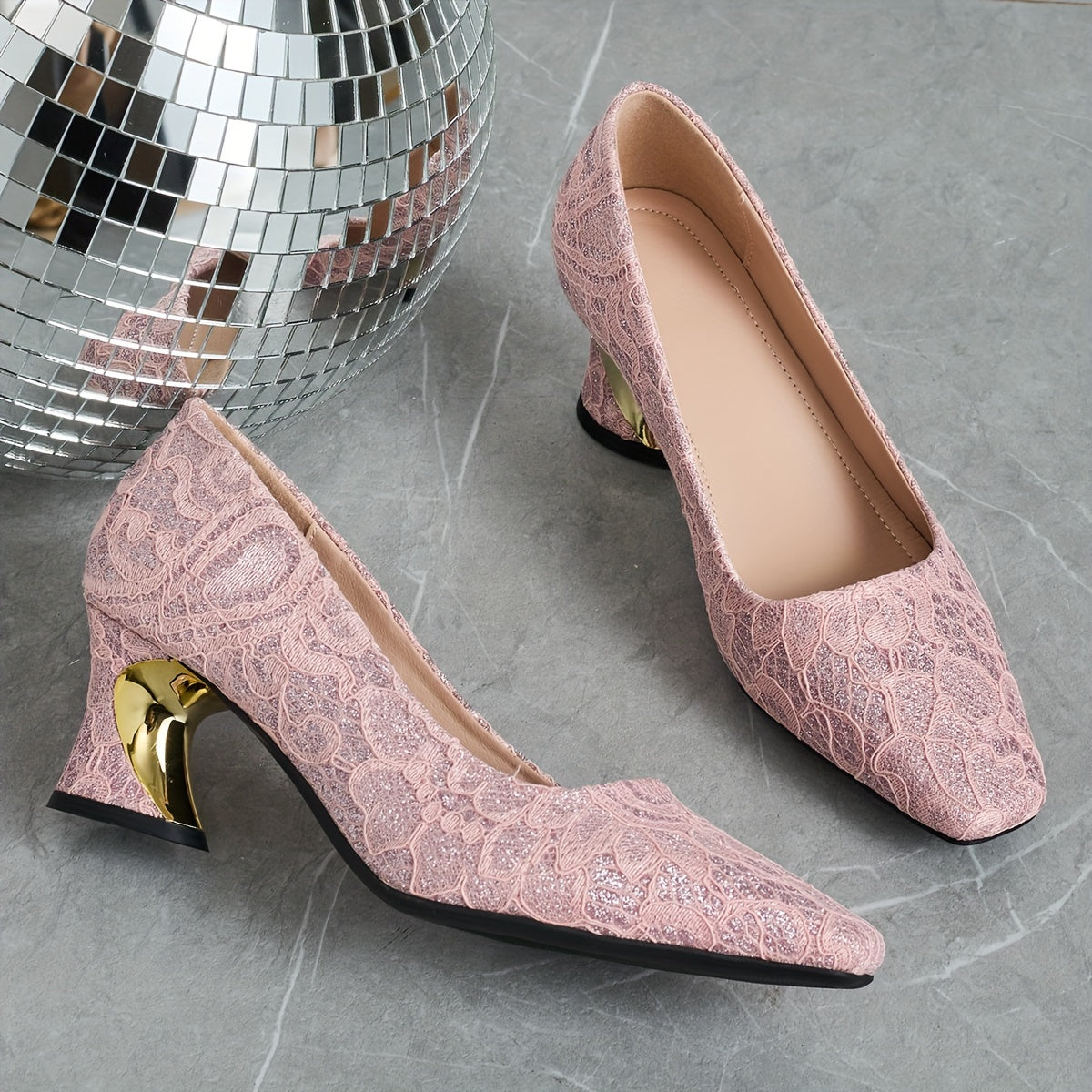 Ladies' Fashionable Mule High Heels, Comfortable Bright Thick Heels