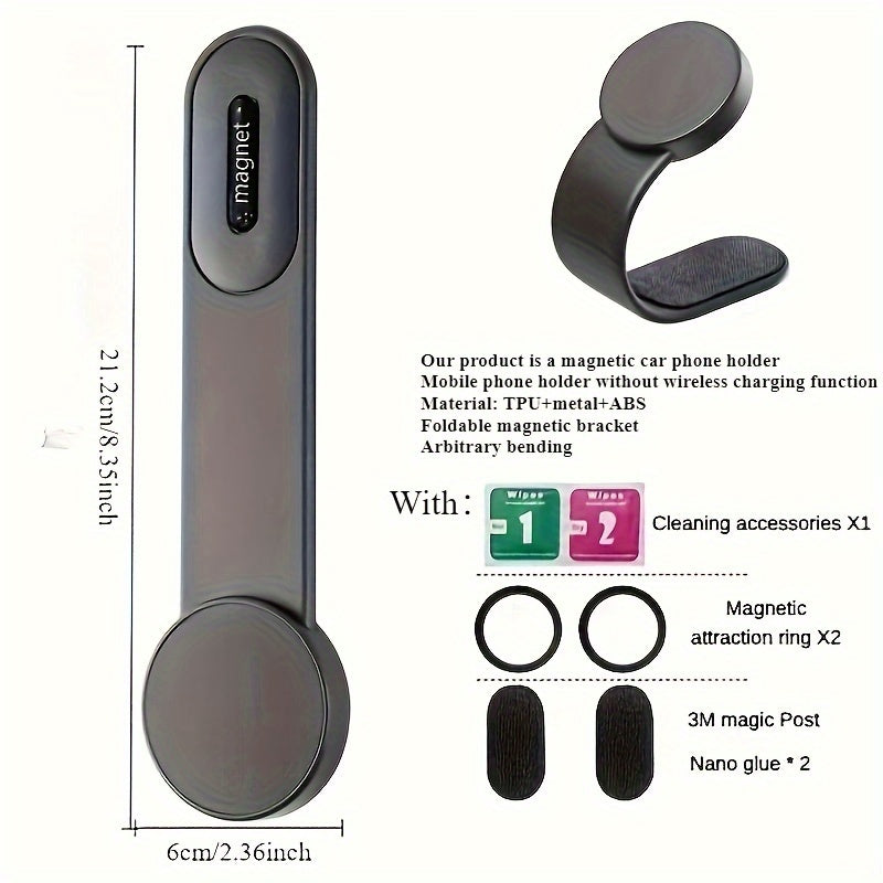 Universal Car Magnetic Phone Holder ABS Dashboard Mount Flexible Folding