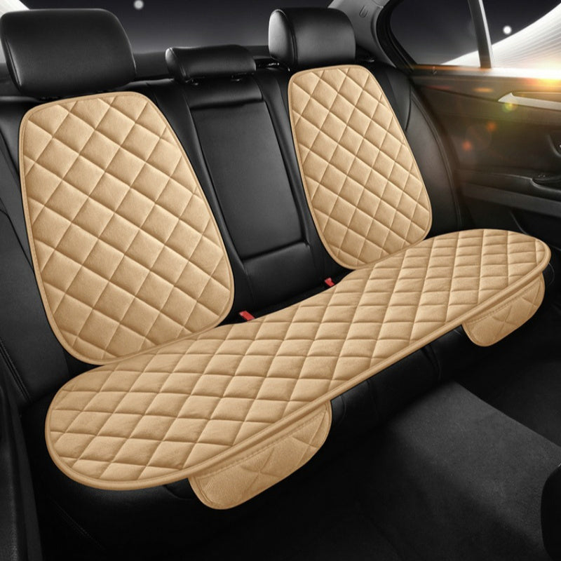 Set of 3 Polyester Car Seat Cushions with Plush Backrest Covers Universal Fit All-Season