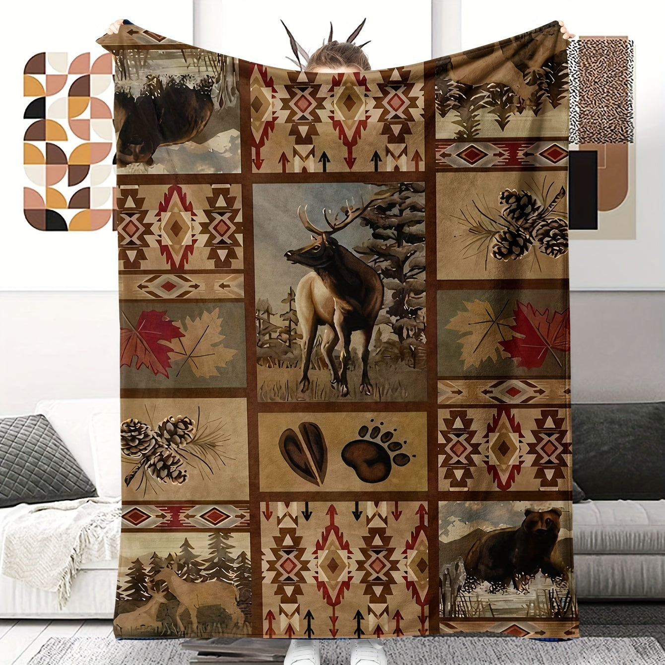 Fleece Blanket Throw for All Seasons Warm and Cozy Rustic Farmhouse Style