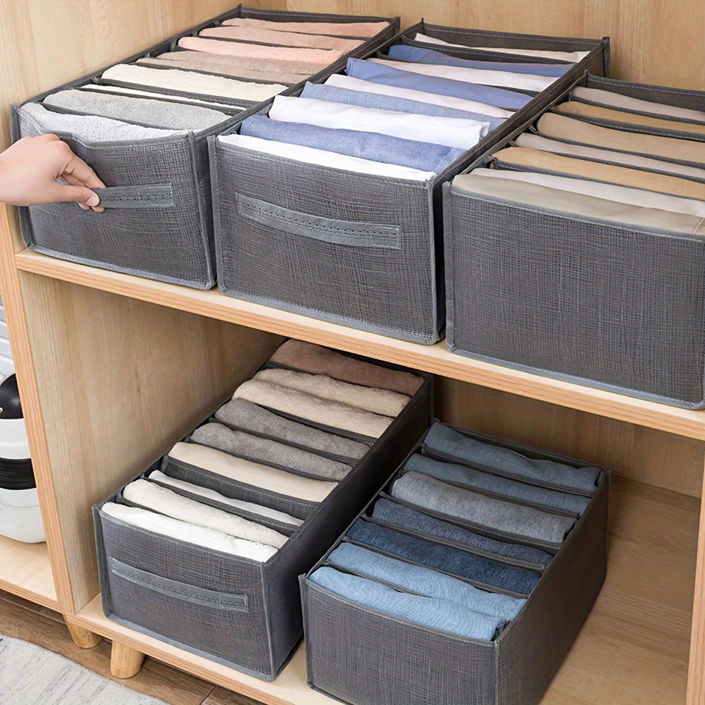 Fabric Clothes Organizer Set with 7/9 Grid Dividers for Closet Storage and Space Saving