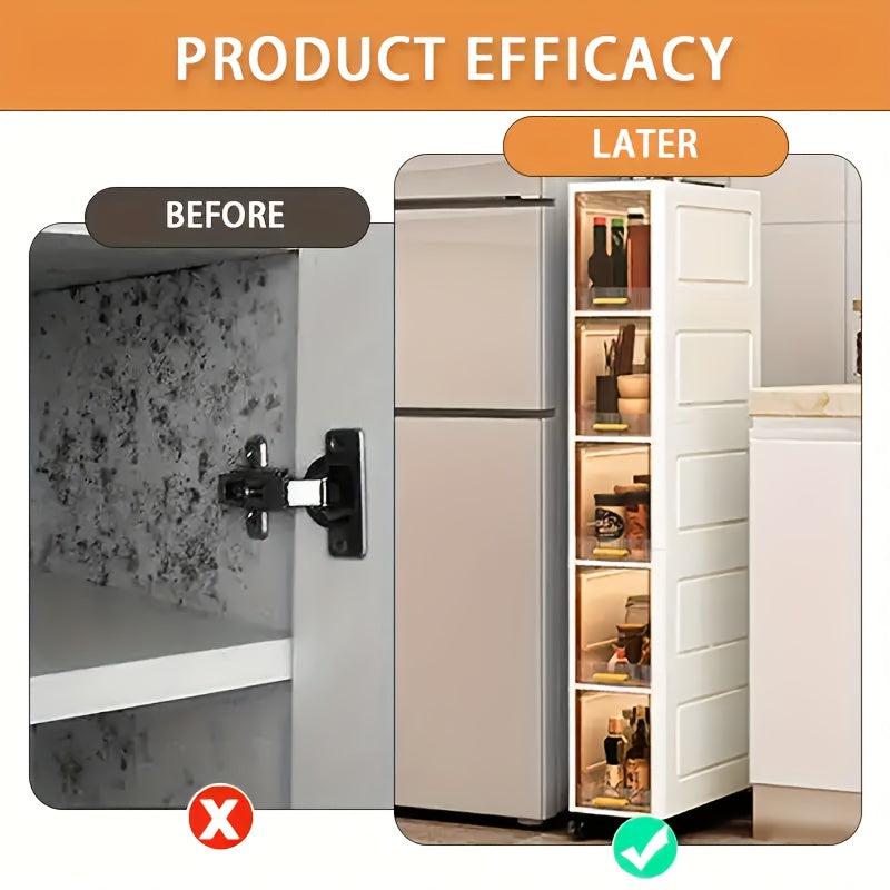 Plastic 4-Tier Storage Cabinet Waterproof Dustproof for Toys Snacks Clothes