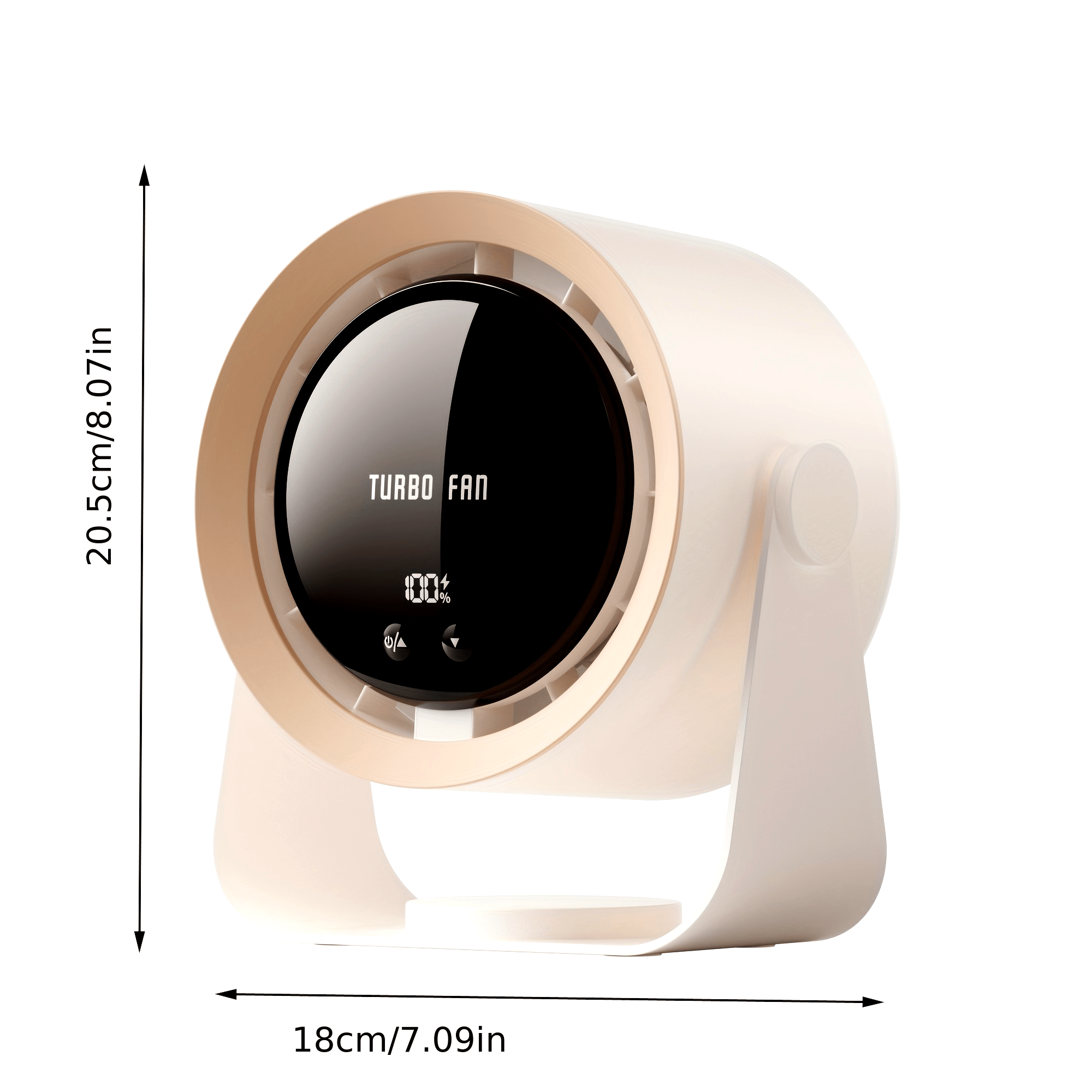 Portable Turbo Fan with USB Rechargeable Battery, Digital Display, Strong Airflow