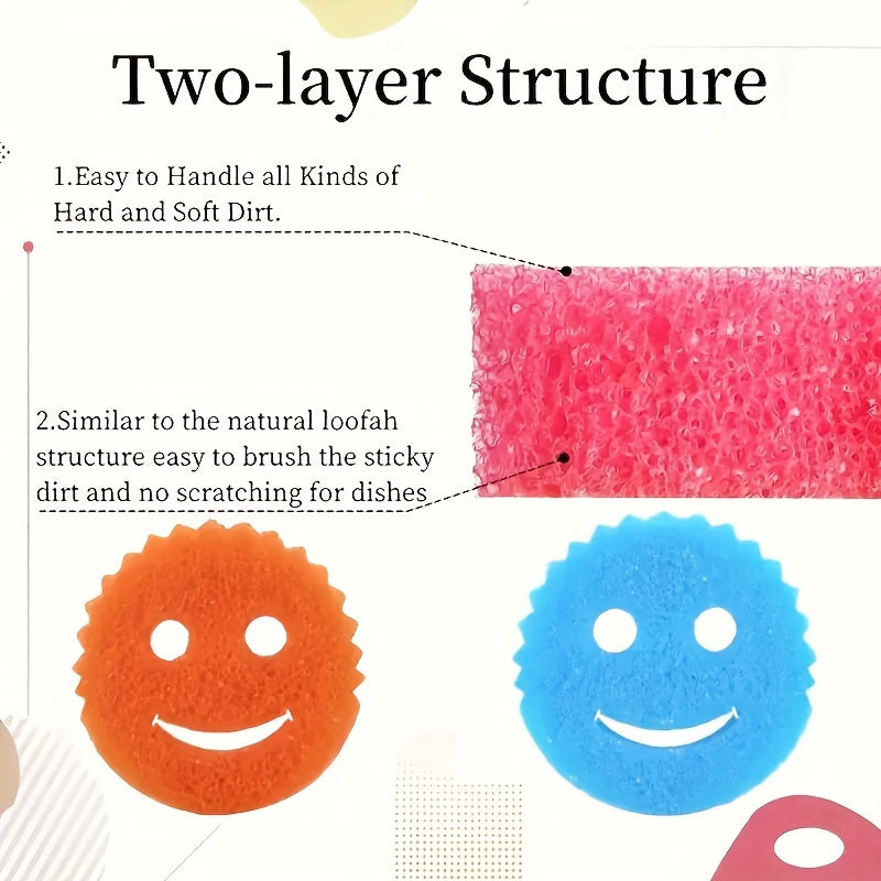 Двусторонний набор кухонных губок без царапин для глубокой очистки, эргономичный, из полиуретана