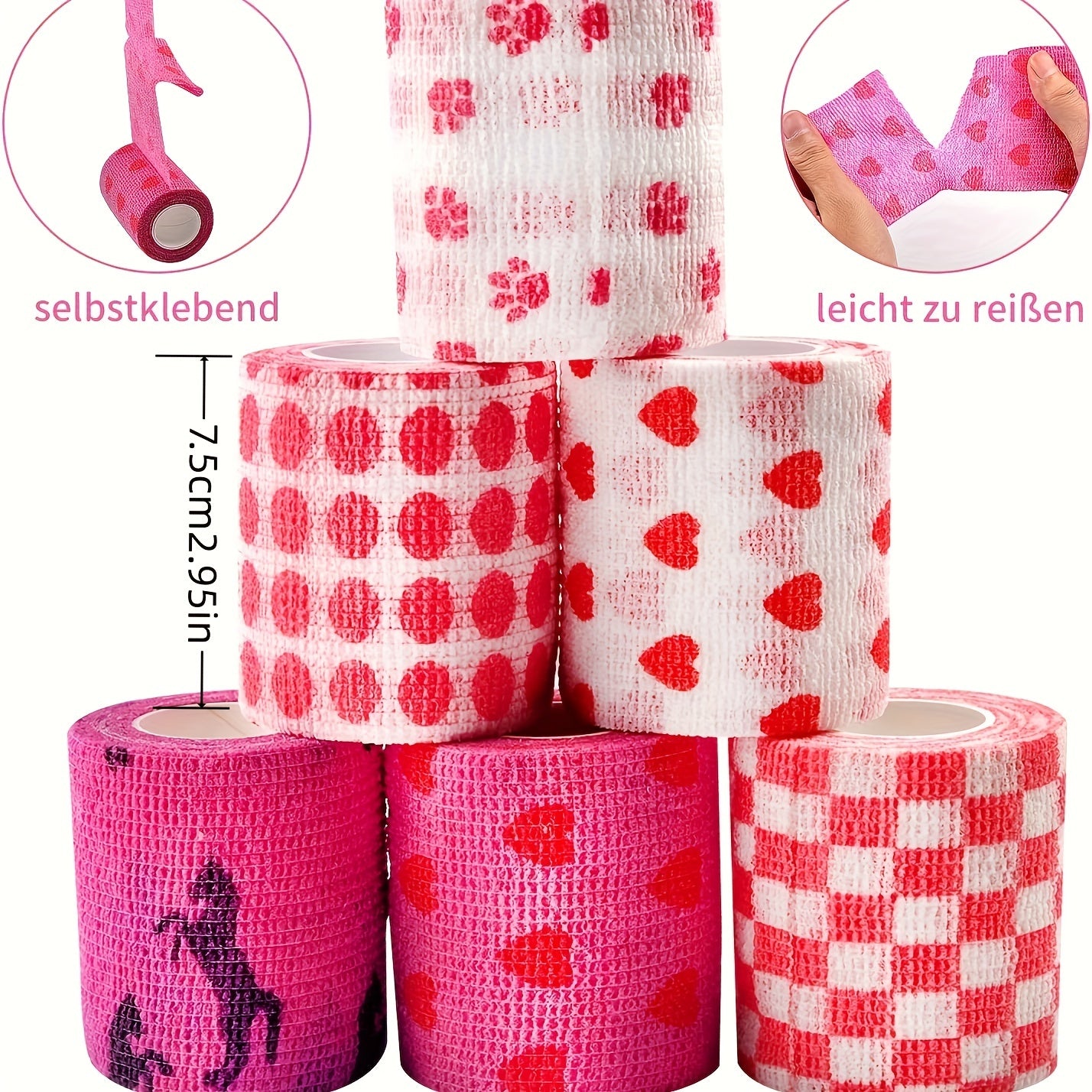 10pcs Assorted Color Self-Adhesive Pet Bandages for Dogs and Cats