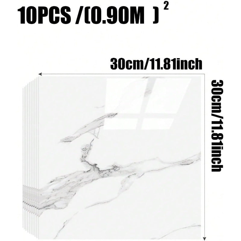 10 шт. мраморных панелей для стен с самоклеящимся водонепроницаемым покрытием для ванной комнаты, кухни, гостиной 29,97 см x 29,97 см
