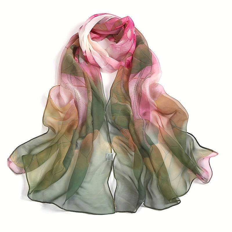 Women's Lightweight Floral Scarf Breathable Sun Protection Wrap