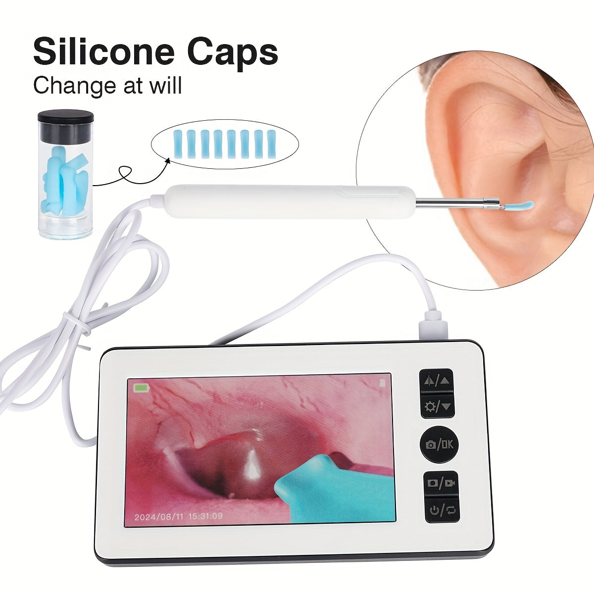 Продвинутый ушной зонд с 10,92 см IPS HD экраном, эндоскопическая камера 1080P, USB-зарядка