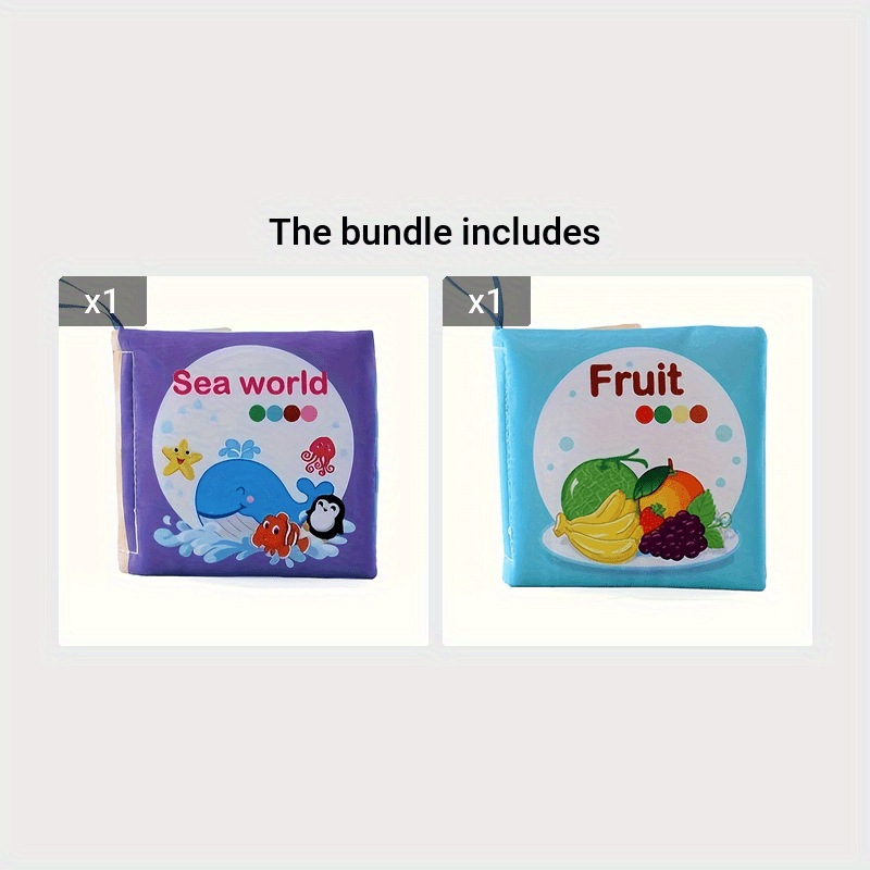 Baby Cloth Book for Infants 0+ with Animal, Transportation, Fruit, Ocean Themes