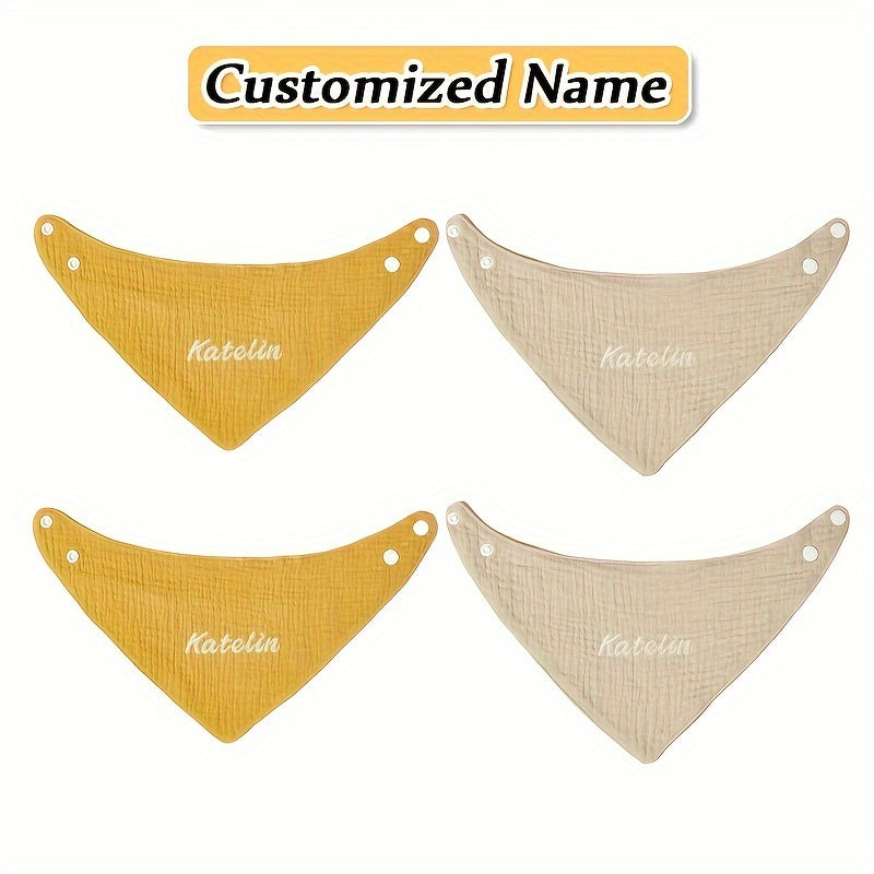 Set of 4 Kids Gauze Triangle Saliva Towels Adjustable Bib Soft Breathable Highly Absorbent
