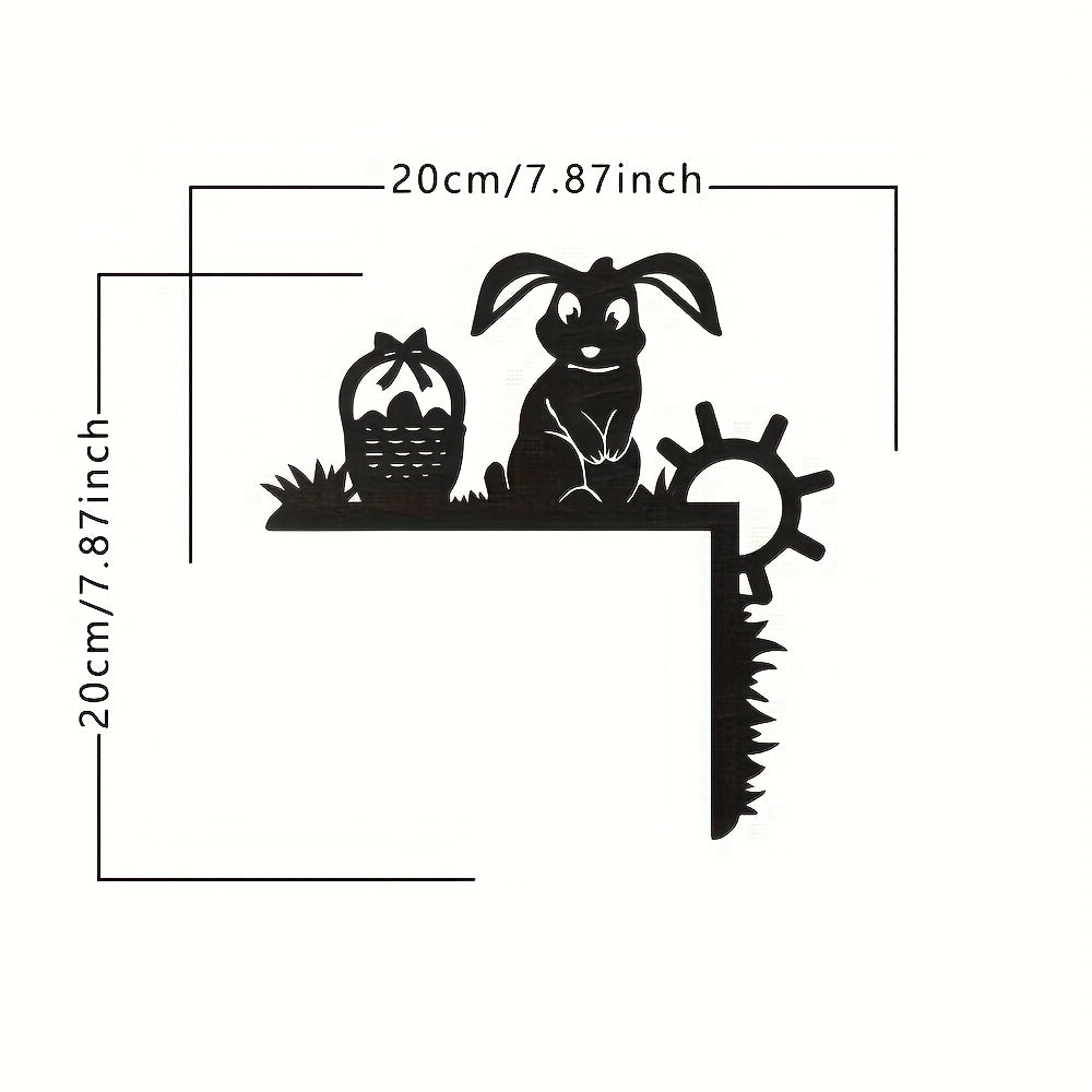 Black Iron Easter Bunny Wall Decor Hanging Door Corner Ornament