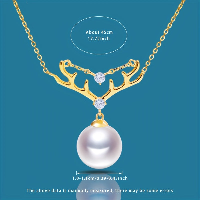 Women's Necklace with Freshwater Pearl Pendant 10-11mm Sterling Silver Gift Box