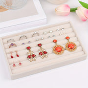 Beige Velvet Jewelry Organizer Tray for Earrings Rings and Accessories Storage
