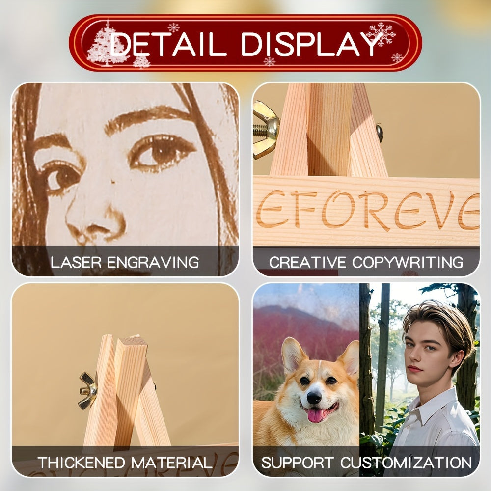 Personalized Wooden Christmas Tree Ornament with Photo Frame Holiday Decor