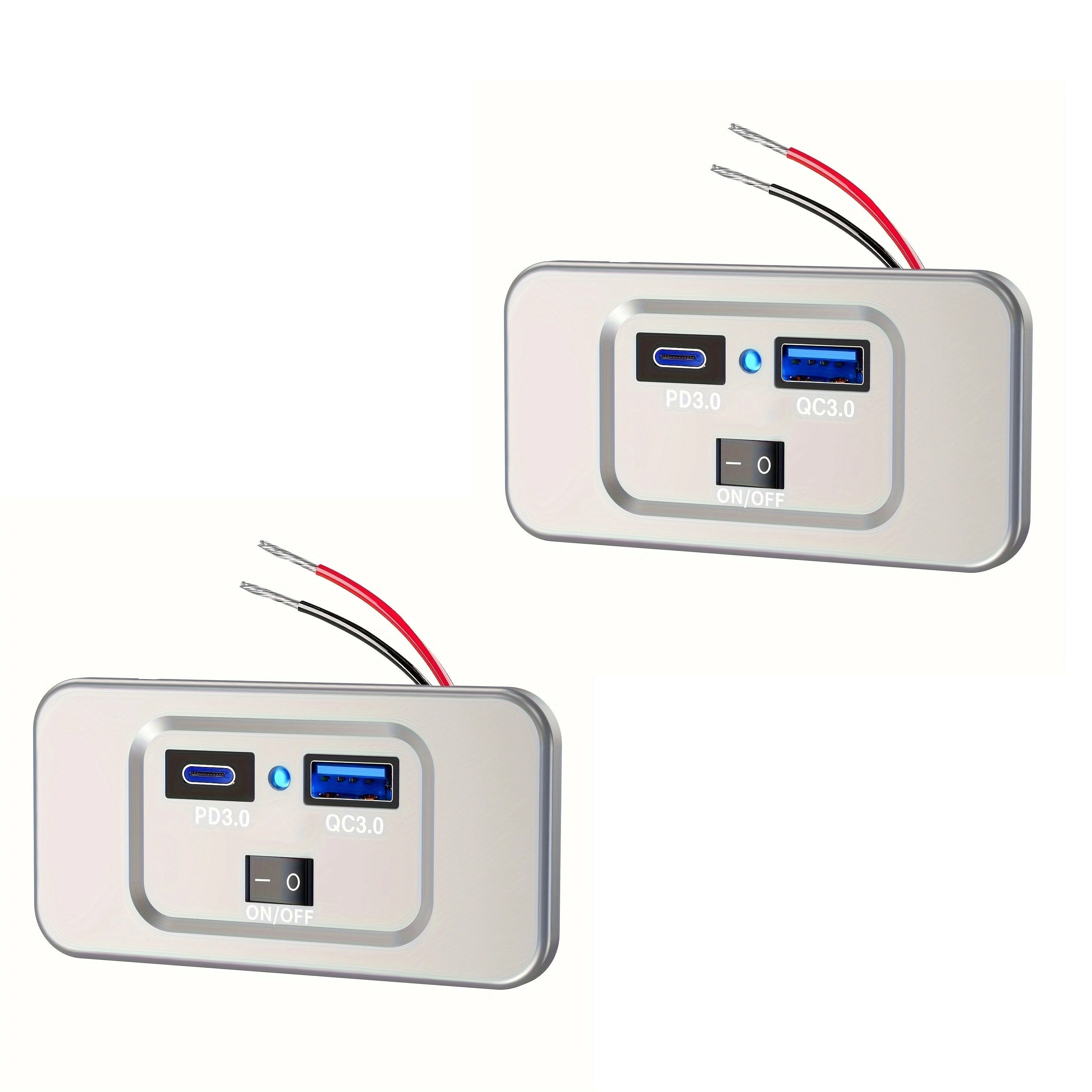 12V RV USB Outlet Wall Mount with PD3.0 and Quick Charge for Marine Truck