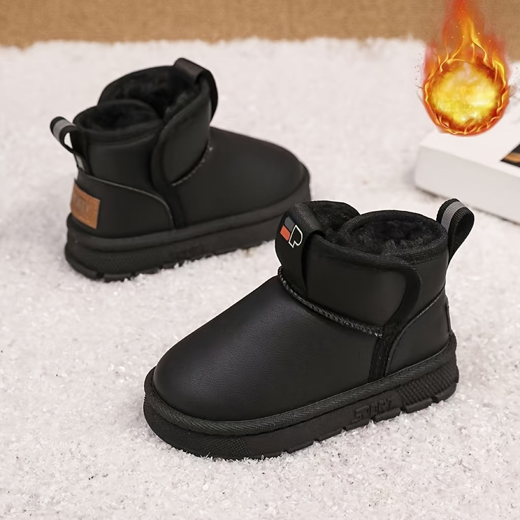 Boys Winter Snow Boots Plaid Microfiber Leather Insulated Casual Outdoor