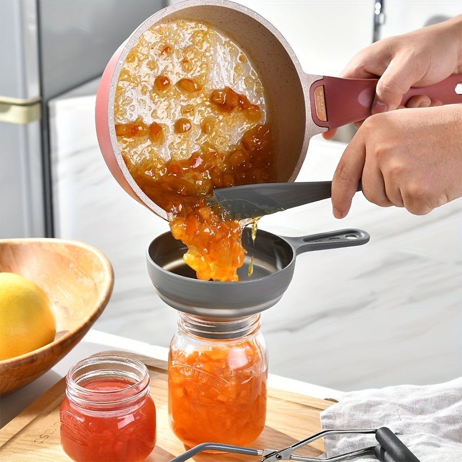 Juego de 3 piezas de herramientas de acero inoxidable para hacer mermelada con embudo, clip para tarro y elevador de tapas