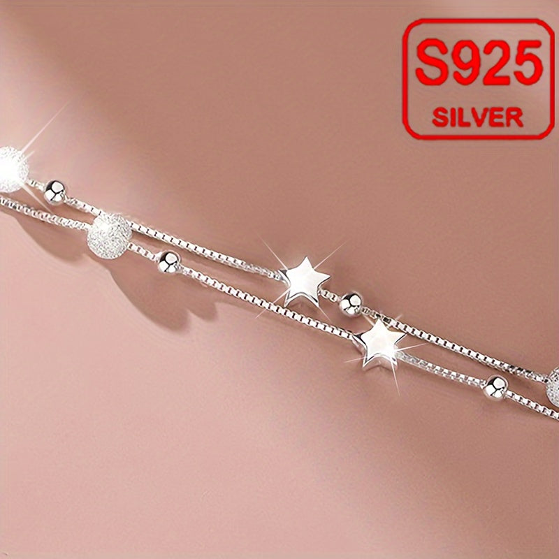 Women’s Double-Layer Silver Bracelet Hypoallergenic Retro Luxury Gift for Mother’s Day or Festivals