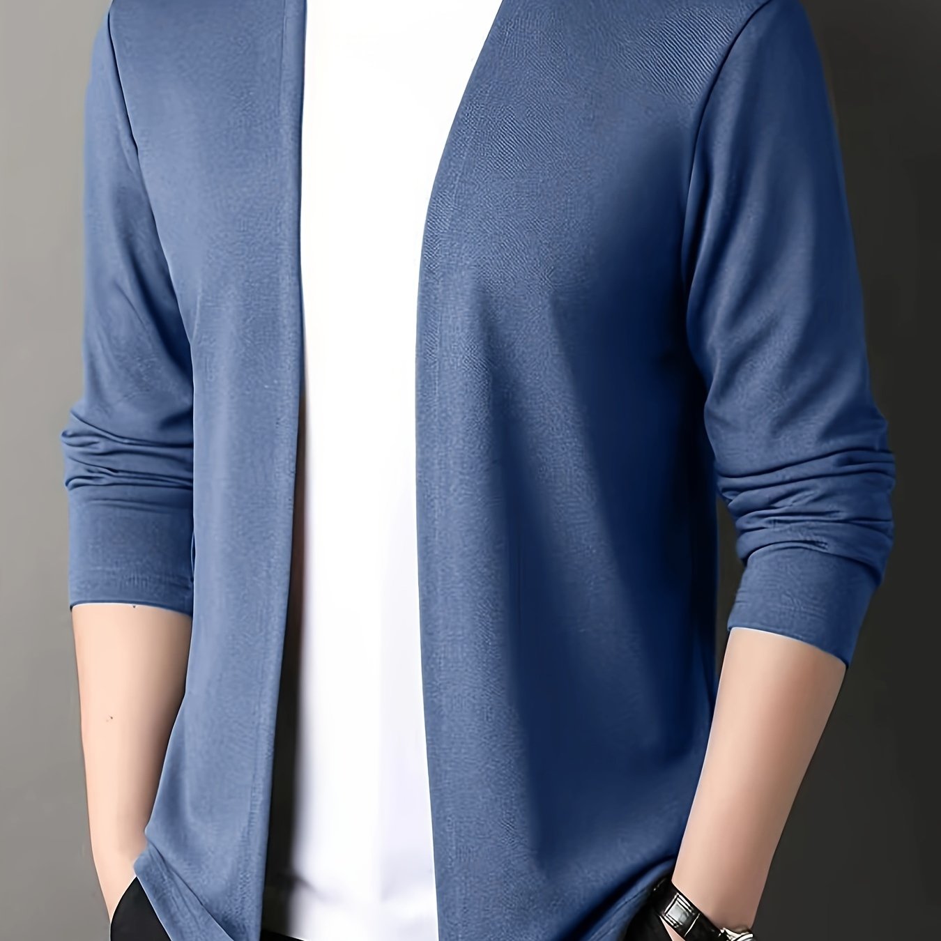 Men's Slim Fit Cardigan Long Sleeve Solid Knit Casual Autumn Spring Polyester