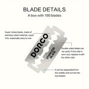 100 Pcs Stainless Steel Double-Sided Blades for Beard Trimming