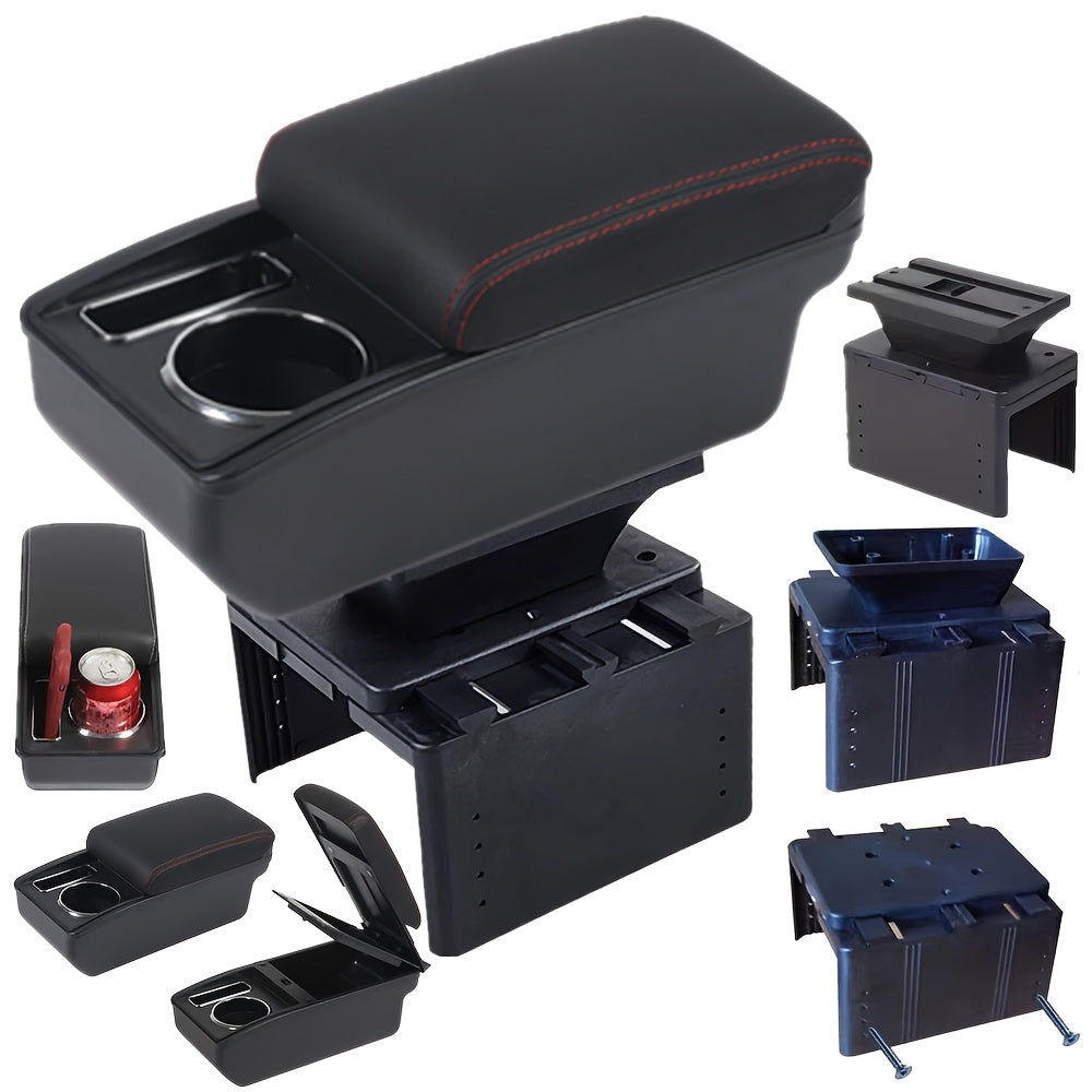 Universal Car Interior Armrest Box Storage Console with Cups and Phone Slot