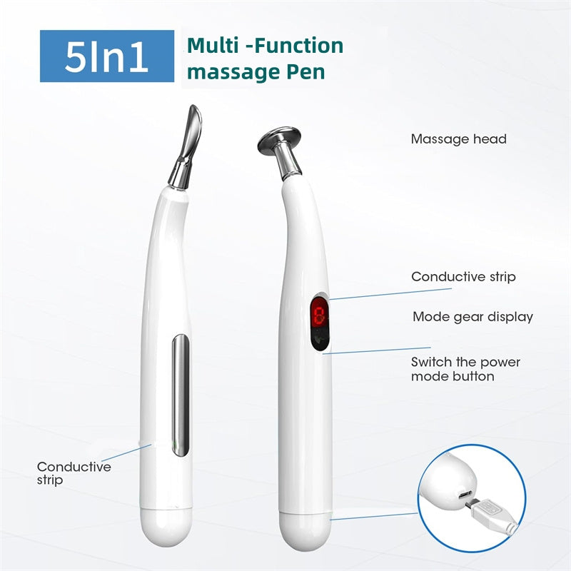 O'zgaruvchan sozlamalari va turli massaj boshliqlari bilan quvvatlanadigan elektr massaj qalam, uyda yoki sayohatda foydalanish uchun.